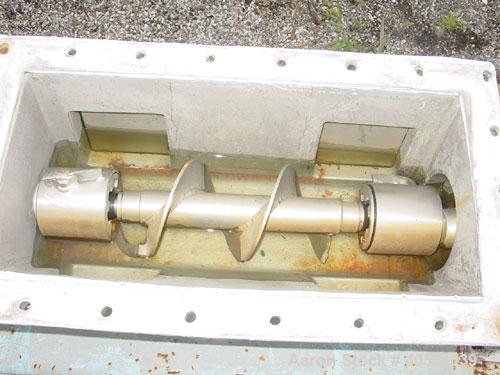 Used Moyno 2 Stage Processing Cavity Pump, Model 2G0GS2/SSQ, Trim AAA. 36 gallons per revolution at 160 psi. Open throat design with feed screw. 5 1/2" discharge. Chrome plated rotor, nitrile stator....