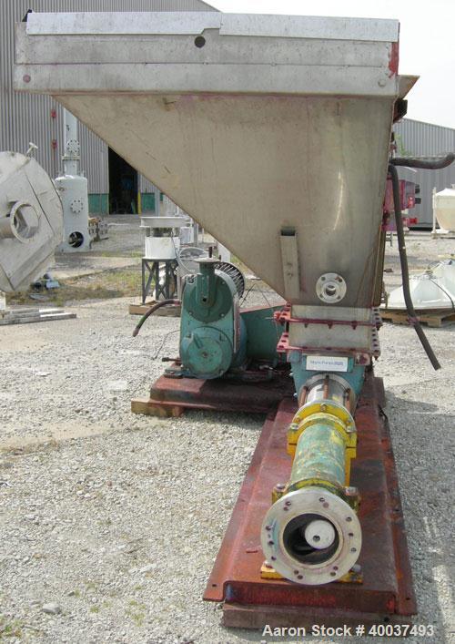 Used- Moyno pump, model 2JOJS3 SSQ, trim AEA-NK. Open throat design with lump breaker, and feed screw. 8" discharge. 316 sta...