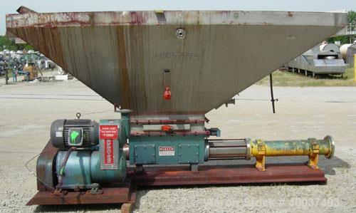 Used- Moyno pump, model 2JOJS3 SSQ, trim AEA-NK. Open throat design with lump breaker, and feed screw. 8" discharge. 316 sta...