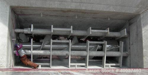 Used Moyno pump, model 2JOJS3 SSQ, trim AEA-NK. Open throat design with lump breaker, and feed screw. 8" discharge. 316 stainless steel hopper and rotor, nitrile stator. Driven by a 10hp,3/60/230/460...