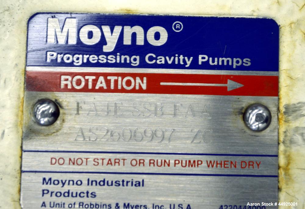 Used Moyno Sanitary Processing Cavity Pump, Model Frame FB4E, Type SSB, Trim FAA