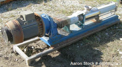 Used CSF Inox Processing Cavity Pump, Model MAN80-2/AA.T32. carbon steel body, 304 stainless steel rotor, with stator. 4 3/8" threaded inlet/outlet. Driven by a 6.3kw (8.4hp), 3/60/575 volt, 1730 rpm...