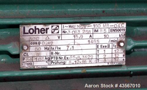 Used Netzsch Progressive Cavity Pump, Type NE60A. 4’’ Inlet, 4’’ outlet. Driven by a 10kw (13hp), 3/50/500 volt, 1465 rpm motor. Base mounted.