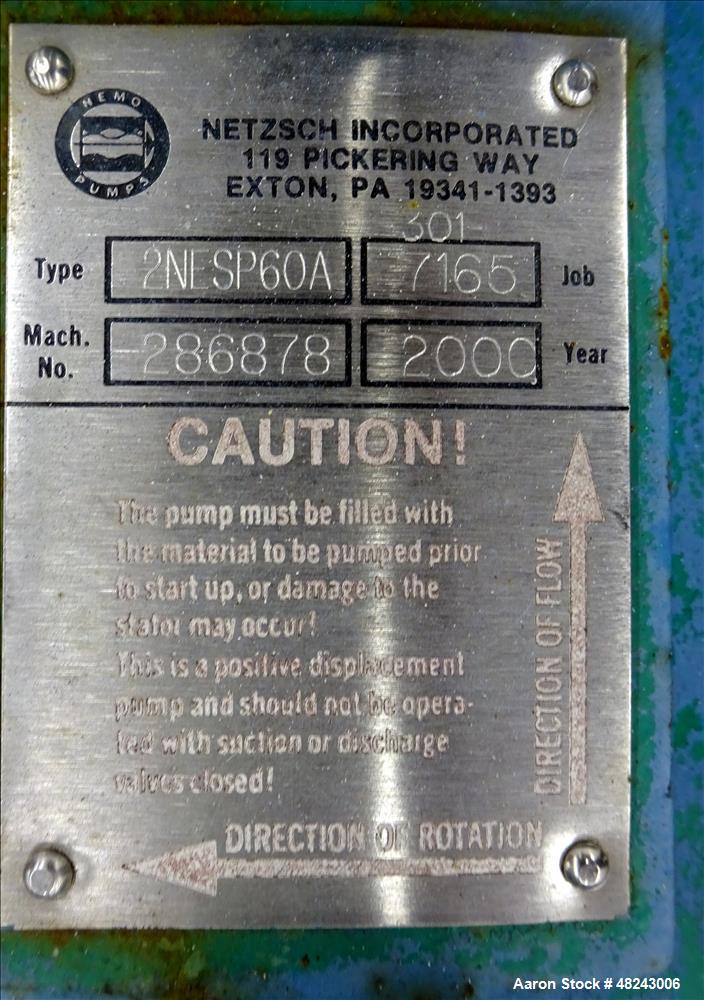 Used Netzsch NESP Series Progressive Cavity Pump, Model 2NESP60A.