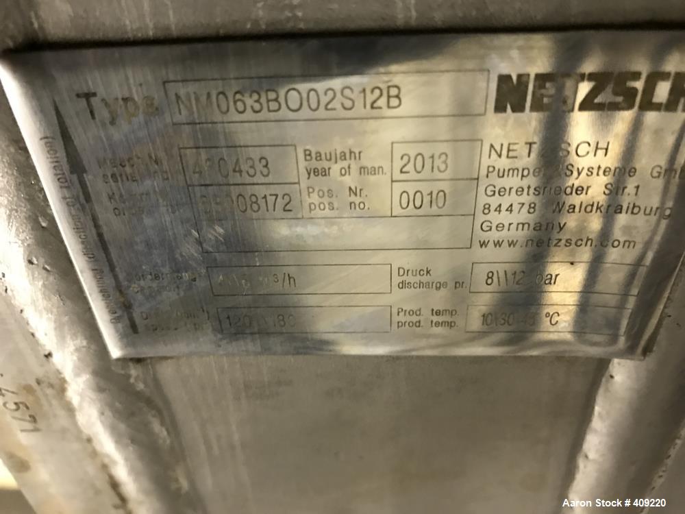 Used Netzsch Progressive Cavity Pump, Model NM063BO02S12B, 316 Stainless Steel.