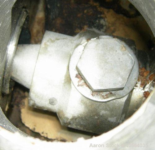 Used Del Monte Processing Cavity Pump, Model M85. Carbon steel body, stainless steel rotor, with stator. 3" inlet/outlet. Approximate capacity 42 gallons per minute. Driven by a 5.5kw (7.3hp), 3/60/5...