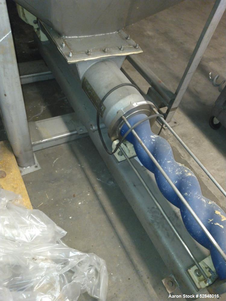 Used Seepex Progressive Cavity Pump, Model BT 35-12, 316 Stainless Steel. Flow rate 90 - 100 gpm at 250 psi. Hopper approximate 650mm x 370mm. 1-1/2" Tri-clamp CIP connection. 4" Tri-clamp discharge ...