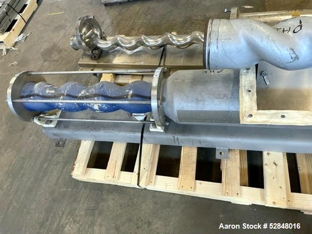 Used Seepex Progressive Cavity Pump, Model BT 35-12, 316 Stainless Steel. Flow rate 90 - 100 gpm at 250 psi. Hopper approximate 650mm x 370mm. 1-1/2" Tri-clamp CIP connection. 4" Tri-clamp discharge ...