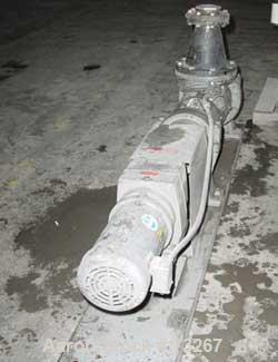 Used Tarby Progressing Cavity Pump, Model 1TP8-CDB. Single stage, cast iron body, hardened steel internal parts, EPDM (70 Duro) stator. 8" inlet, 4" outlet.Approximately 150 gallons per minute at 900...