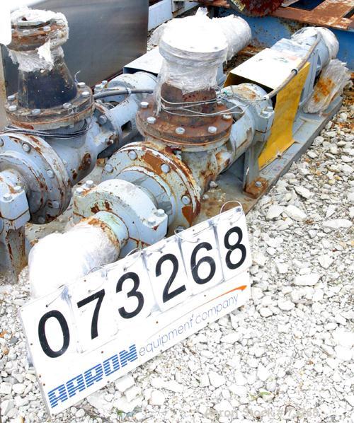 Used Tarby Progressing Cavity Pump, Model 1TP8-CDB.Single stage, cast iron body, hardened steel internal parts, EPDM (70 Duro) stator. 8" inlet, 4" outlet.Approximately 150 gallons per minute at 900 ...