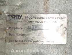 Used Tarby Progressing Cavity Pump, Model 1TP8-CDB.Single stage, cast iron body, hardened steel internal parts, EPDM (70 Duro) stator. 8" inlet, 4" outlet.Approximately 150 gallons per minute at 900 ...