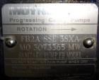 Used Moyno Sanitary Progressive Cavity Pump, Model Frame FB2A, Type SSE, Trim 3SXA. Approximately 10 gallons per minute. (2) Stages, stainless steel suction housing, Nitrile rubber stator. 1-1/2