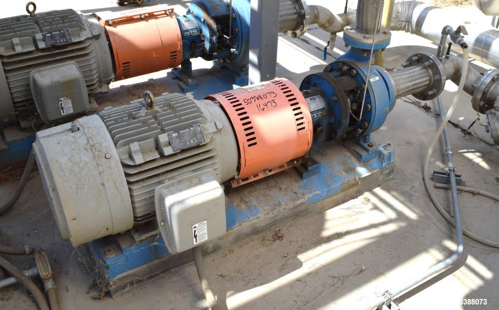 Used Summit Centrifugal Pump, Model 2196MTO, Size 4X6-10, Stainless Steel. Rated 150 psi. 6” Inlet, 4” outlet. Driven by a 25hp, 3/60/230/460 volt, 3525 rpm motor. Base mounted. Serial# 01113122.