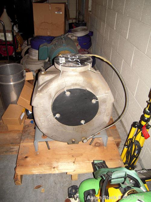 Used Durco Centrifugal Pump, Model 2X4X3U510W/97RV, 316 Stainless steel. 250 gallons per minute at 92' head at 1800 rpm. Driven by a 15hp,3/60/230/460 volt,1750 rpm motor. S/N # MO467357DY10/99.