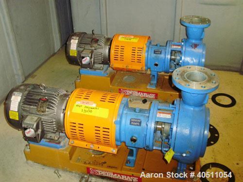 Used Goulds Centrifugal Pump, Model 3196 MTX, size 4x6-11-10, 316 stainless steel. 6" inlet, 4" outlet, approximate 10" diameter impeller. Driven by a 5 hp, 3/60/460 volt, 1160 rpm motor. Base mounte...