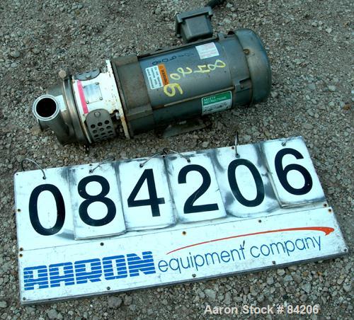 Used APV Centrifugal Pump, Model W20/20, 316 Stainless Steel. 2" Tri-clamp inlet, 2" tri-clamp outlet. Approximate capacity 102 gallons per minute at 97' head. Direct driven by a 5 hp, 3/60/208-230/4...