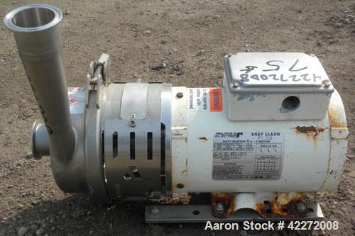 Used APV Centrifugal Pump, model W+22/20, 316 stainless steel. Approximate capacity 100 gallons per minute at 20' head. 2" tri-clamp inlet/outlet. Approximate 5-1/2" diameter impeller. Driven by a 1 ...