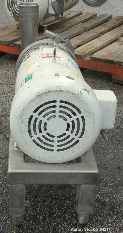 Used APV Centrifugal Pump, Model W25/75, 316 Stainless Steel. 4" Tri-clamp inlet, 3" tri-clamp outlet, 4-1/2" diameter impeller. Approximate capacity 160 gallons per minute at 112' head. Driven by a ...