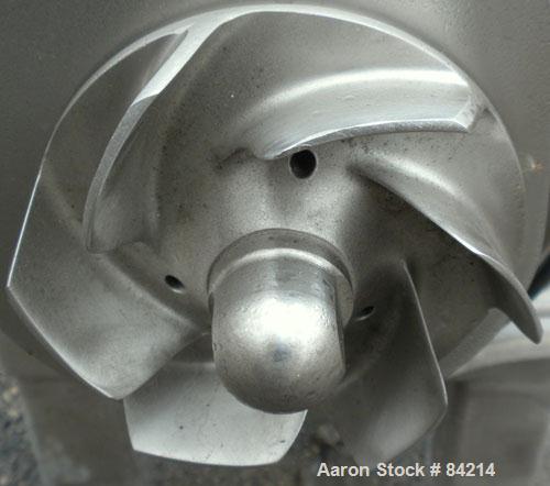 Used APV Centrifugal Pump, Model W25/75, 316 Stainless Steel. 4" Tri-clamp inlet, 3" tri-clamp outlet, 4-1/2" diameter impeller. Approximate capacity 160 gallons per minute at 112' head. Driven by a ...