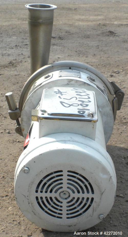 Used APV Centrifugal Pump, model W30/50, 316 stainless steel. Approximate capacity 140 gallons per minute at 3' head. 3" Tri-clamp inlet, 2-1/2" tri-clamp outlet. Approximate 6-1/4" diameter impeller...