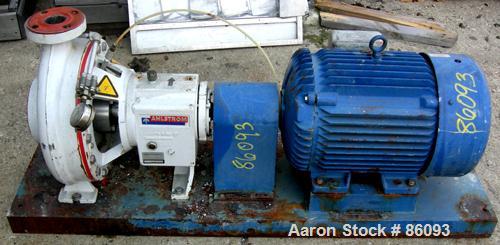 Used Ahlstrom Centrifugal Pump, Size CPT24.2, Stainless Steel. 3" inlet x 2" outlet. Approximately 550 gallons per minute at 718' head at 3560 RPM. Driven by a 25 HP, 3/60/230/460 Volt, 3500 RPM moto...