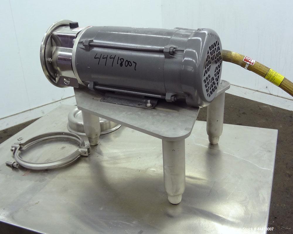 Used Alfa Laval Centrifugal Pump, Model LKH05-M132S2EN14AAN, 316 Stainless Steel.  Rated approximately 50 gallons per minute at 70 head.  2" Inlet, 1-1/2" outlet, approximately 5" diameter impeller. ...