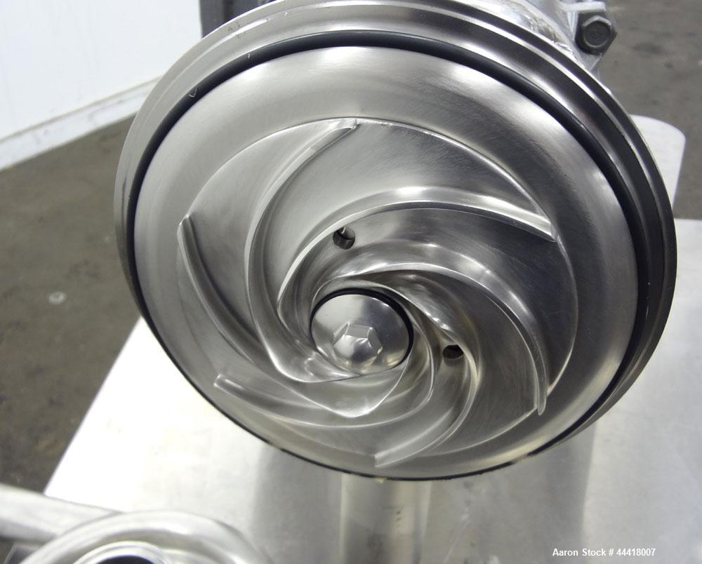 Used Alfa Laval Centrifugal Pump, Model LKH05-M132S2EN14AAN, 316 Stainless Steel.  Rated approximately 50 gallons per minute at 70 head.  2" Inlet, 1-1/2" outlet, approximately 5" diameter impeller. ...