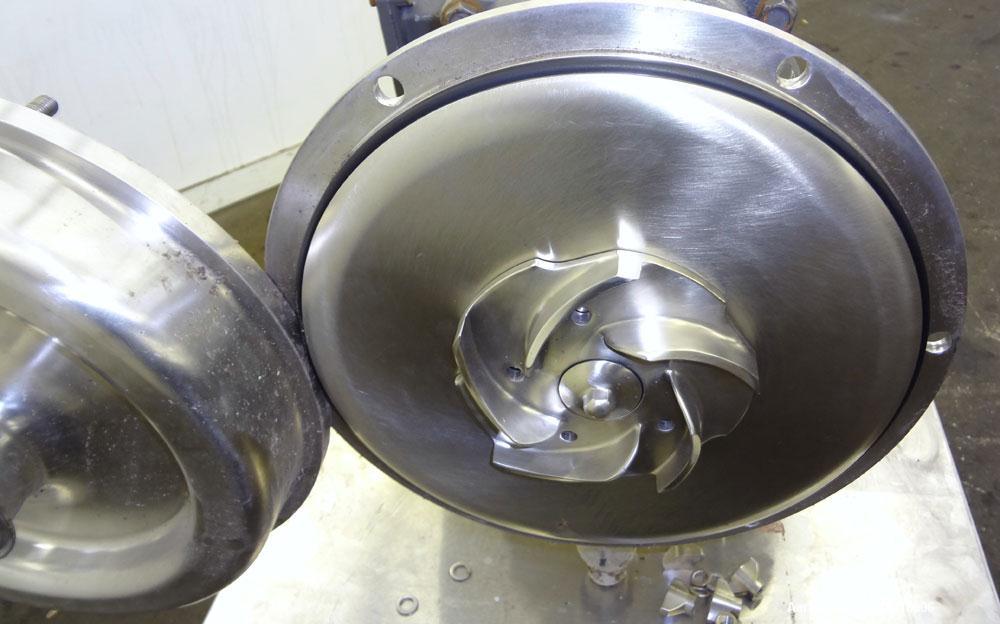 Used Alfa Laval Centrifugal Pump, Model LKH40-M235D2EN21AAN, 316 Stainless Steel.  Rated approximately 40 gallons per minute at 180’ head.  3” Inlet, 2” outlet, approximately 5-1/2” diameter impeller...