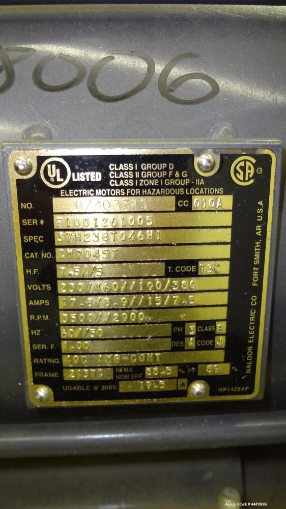 Used Alfa Laval Centrifugal Pump, Model LKH40-M235D2EN21AAN, 316 Stainless Steel.  Rated approximately 40 gallons per minute at 180’ head.  3” Inlet, 2” outlet, approximately 5-1/2” diameter impeller...