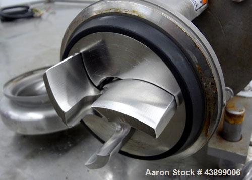Used Ampco Centrifugal Pump, Model C114MD14T-S, 316 Stainless Steel. Approximately 15 gallons per minute.  1-1/2" Tri-clamp inlet/outlet.  Driven by a 2 hp, 3/60/208-230/460 volt, 1725 rpm motor.  Mo...