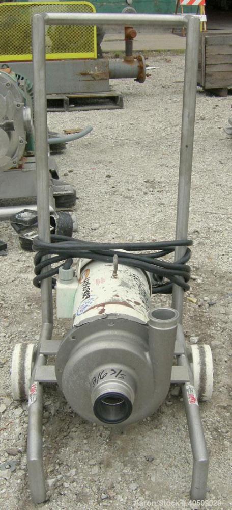 Used Ampco Centrifugal Pump, Model DC2 2 1/2X2, 316 stainless steel. 2 1/2" tri-clamp inlet, 2" tri-clamp outlet. Approximate capacity 150 gallons per minute at 25' head. Approximate 5" diameter impe...