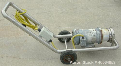 Used Tri Clover Centrifugal Pump, Model C216MD18T, 316 stainless steel. 2" tri-clamp inlet, 1 1/2" tri-clamp outlet. Approximate capacity 100 gallons per minute at 76' head, 5" diameter impeller. Dri...