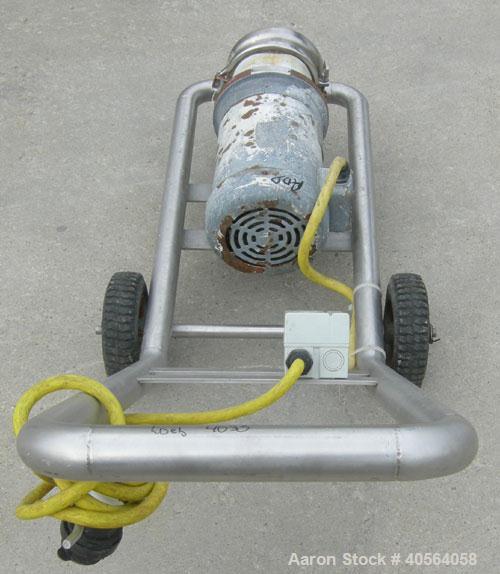 Used Tri Clover Centrifugal Pump, Model C216MD18T, 316 stainless steel. 2" tri-clamp inlet, 1 1/2" tri-clamp outlet. Approximate capacity 100 gallons per minute at 76' head, 5" diameter impeller. Dri...