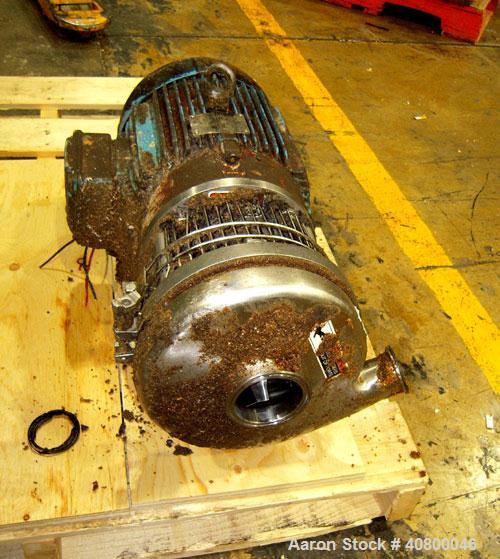 Used Waukesha Centrifugal Pump, Model C328, 316 stainless steel. 3" tri-clamp inlet, 2" tri-clamp outlet. Approximate 5" diameter impeller. Rated approximately 450 gallons per minute at 50' head. Dri...