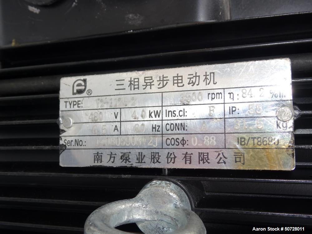 Used (3) CNP Lightweight Vertical Multistage Centrifugal Pump, Model CDLF16-2, 316 Stainless Steel. Driven by a 4kW, 3/60/480 Volt, 3500 rpm motor. Serial# . Lot of 3.