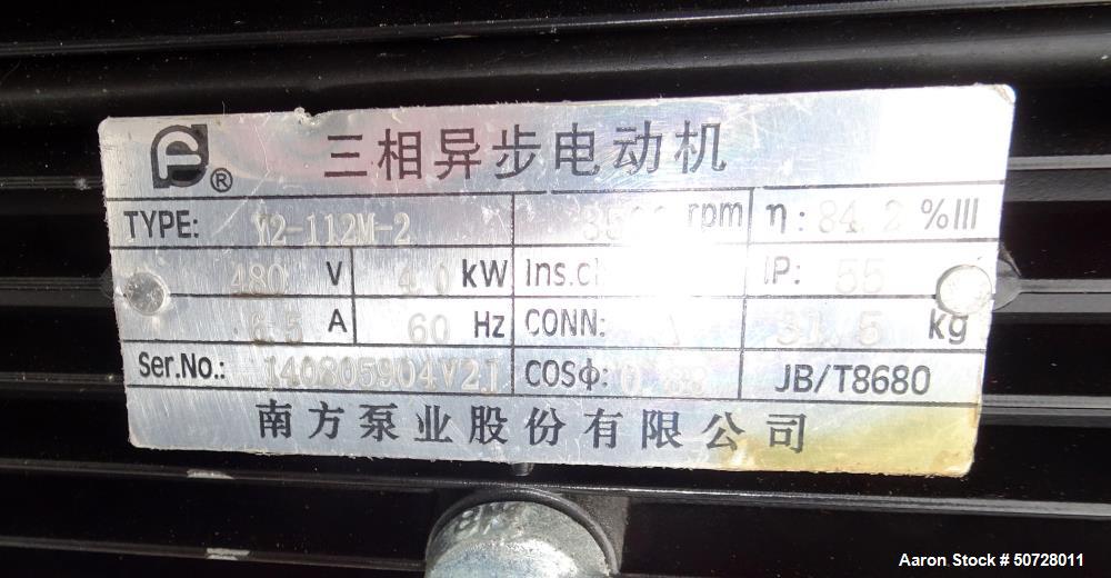 Used (3) CNP Lightweight Vertical Multistage Centrifugal Pump, Model CDLF16-2, 316 Stainless Steel. Driven by a 4kW, 3/60/480 Volt, 3500 rpm motor. Serial# . Lot of 3.