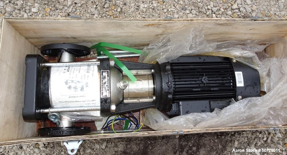 Used (3) CNP Lightweight Vertical Multistage Centrifugal Pump, Model CDLF16-2, 316 Stainless Steel. Driven by a 4kW, 3/60/480 Volt, 3500 rpm motor. Serial# . Lot of 3.