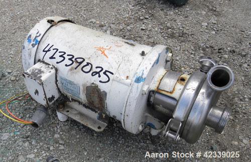 Used Cherry-Burrell Flexflo Centrifugal Pump, Model 4AK-F, 316 Stainless Steel. 2-1/2" Threaded inlet, 2" threaded outlet. Approximate 5" diameter impeller. Rated approximately 200 gallons per minute...