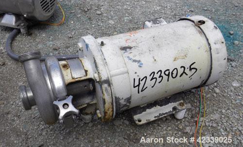 Used Cherry-Burrell Flexflo Centrifugal Pump, Model 4AK-F, 316 Stainless Steel. 2-1/2" Threaded inlet, 2" threaded outlet. Approximate 5" diameter impeller. Rated approximately 200 gallons per minute...