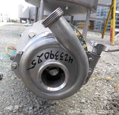 Used Cherry-Burrell Flexflo Centrifugal Pump, Model 4AK-F, 316 Stainless Steel. 2-1/2" Threaded inlet, 2" threaded outlet. Approximate 5" diameter impeller. Rated approximately 200 gallons per minute...