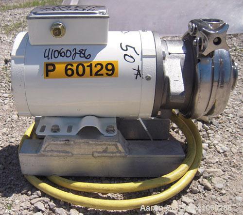 Used Cherry Burrell Flexflo Centrifugal Pump, Model VAE-F, 316 Stainless Steel. 2" tri-clamp inlet, 1 1/2" tri-clamp outlet. Approximate 5" diameter impeller. Rated approximately 40 gallons per minut...