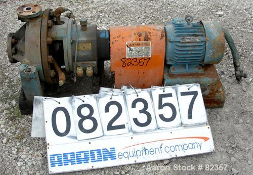USED: Dean centrifugal pump, model R434, size 1x2x11-1/2, 316 stainless steel. 2" inlet, 1" outlet. Approximate capacity 30 gallons per minute at 1750 rpm at 100 head feet. Driven by a 5 hp, 3/60/230...