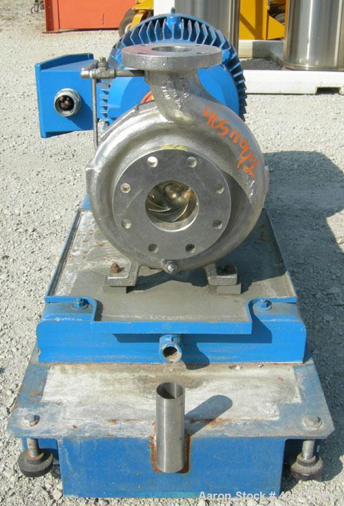 Used Durco Ansi/3 Centrifugal Pump, size 2K4X3-10/100OP, 316 stainless steel. 4" inlet, 3" outlet. Rated approximately 555 gallons per minute at 387' head at 3600 rpm, 275 psi at 100 deg F. Mechanica...