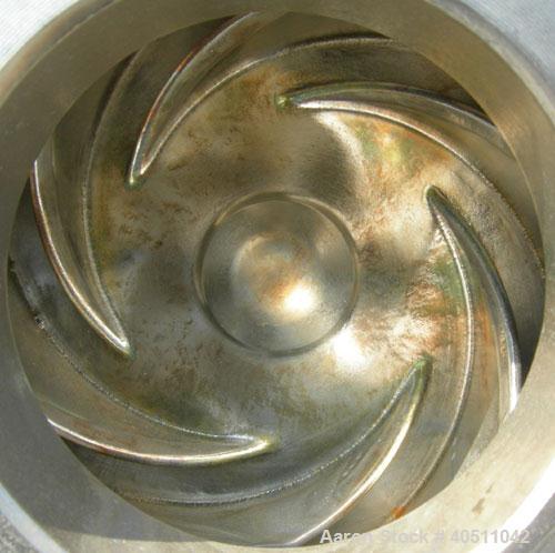 Used Durco Ansi/3 Centrifugal Pump, size 2K4X3-10/100OP, 316 stainless steel. 4" inlet, 3" outlet. Rated approximately 555 gallons per minute at 387' head at 3600 rpm, 275 psi at 100 deg F. Mechanica...