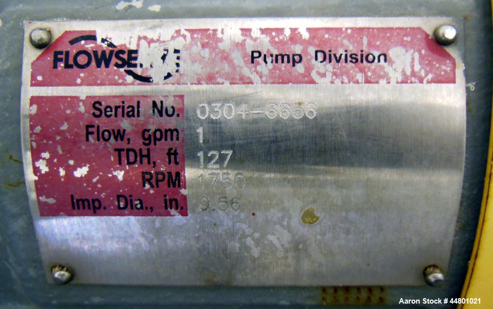 Used Stainless Steal Flowserve Durco Mark 3 Centrifugal Pump, Model MK3 Lo-Flo