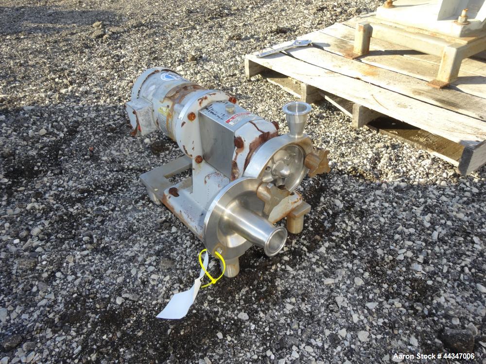 Used Fristam Centrifugal Pump, Model FP702-90, 316 Stainless Steel. Approximate 4" diameter impeller, 1-1/2" tri-clamp inlet, 1" tri-clamp outlet. Approximate capacity 50 gallons per minute at 15 psi...