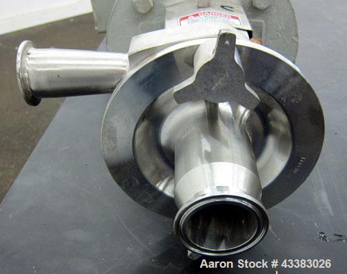 Used Fristam Centrifugal Pump, Model FPX712-130, 316 Stainless Steel. Approximate maximum capacity 90 gallons per minute at 50’ head at 3500 rpm. 2” Tri-clamp inlet, 1.5” tri-clamp outlet. Driven by ...