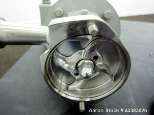 Used Fristam Centrifugal Pump, Model FPX712-130, 316 Stainless Steel. Approximate maximum capacity 90 gallons per minute at 50’ head at 3500 rpm. 2” Tri-clamp inlet, 1.5” tri-clamp outlet. Driven by ...