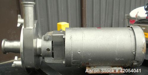 Used Fristam Sanitary Centrifugal Pump, model FPX731-145, 316 stainless steel. 2" Sanitary inlet, 1 1/2" sanitary outlet. Approximate capacity 50 gallons per minute at 20 psi at 45' head. Approximate...
