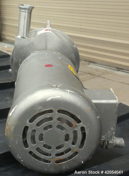 Used Fristam Sanitary Centrifugal Pump, model FPX731-145, 316 stainless steel. 2" Sanitary inlet, 1 1/2" sanitary outlet. Approximate capacity 50 gallons per minute at 20 psi at 45' head. Approximate...